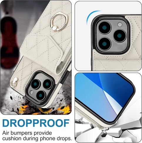 حافظة محفظة لهاتف iPhone 16 Pro Max/Apple 16 Pro Max مع حامل بطاقة، جلد بولي يوريثان مع حزام معصم بحبل كروس للنساء حافظة لهاتف iPhone 16 Pro Max.Lanyard أرجواني in Saudi Arabia
