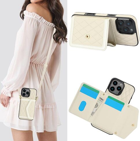 for Apple iPhone 16 Pro Max Crossbody Wallet Case for Women, PU Leather Card Slot Phone Case with Cash Pocket Kickstand Purse Lanyard Case Cover for iPhone 16 Pro Max.Pocket Black in Saudi Arabia