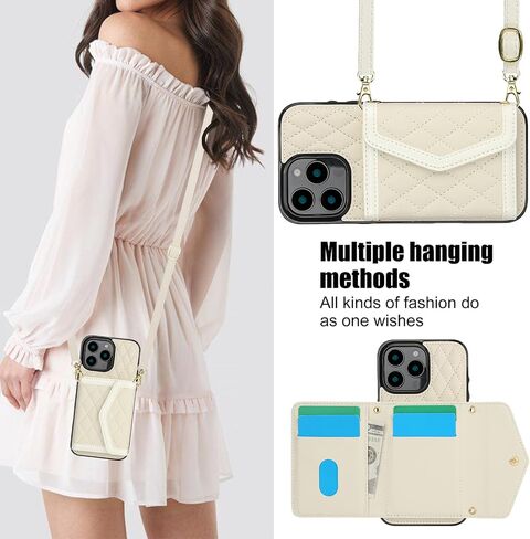 for Apple iPhone 16 Pro Max Crossbody Wallet Case for Women, PU Leather Card Slot Phone Case with Cash Pocket Kickstand Purse Lanyard Case Cover for iPhone 16 Pro Max.Pocket Black in Saudi Arabia