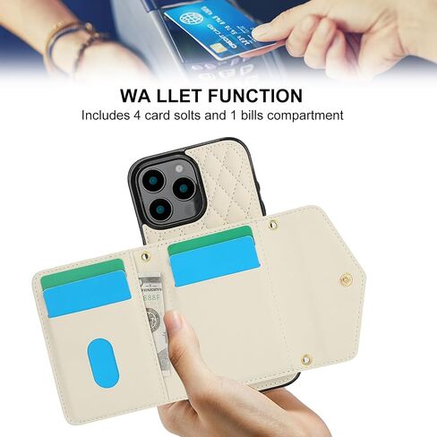 for Apple iPhone 16 Pro Max Crossbody Wallet Case for Women, PU Leather Card Slot Phone Case with Cash Pocket Kickstand Purse Lanyard Case Cover for iPhone 16 Pro Max.Pocket Black in Saudi Arabia