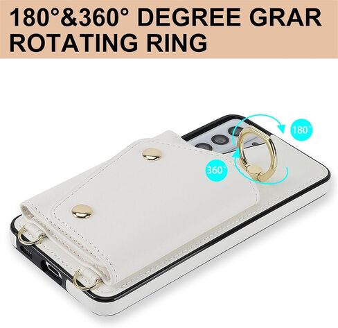 for Samsung Galaxy S21 Case for Women, Crossbody Wallet Case with Credit Card Holder Lanyard Shockproof Purse Kickstand Case for Samsung Galaxy S21.Crossbody Rose Gold in Kuwait
