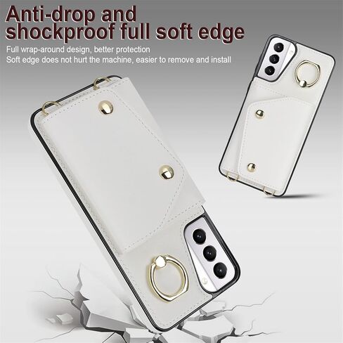 for Samsung Galaxy S21 Case for Women, Crossbody Wallet Case with Credit Card Holder Lanyard Shockproof Purse Kickstand Case for Samsung Galaxy S21.Crossbody Rose Gold in Kuwait