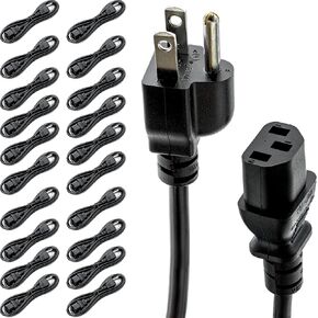 Rebuild Skills 20 Pack of UL Approved 6 Feet Universal Computer Monitor Power Cord, C13 Power Cable for Monitor, PC, Desktop, Printer, Scanner 18 AWG GA NEMA 5-15P to IEC13 (20 Pack)
