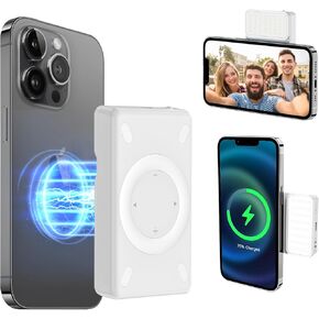 Magnetic Selfie Light with 10W Magnetic Wireless Charging, 92 LED Selfie Light with 12 Light Mode, Compatible with iPhone 16, 15, 14, 13, 12 Series