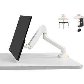 Single Monitor Arm Mount 13 to 32 inch Articulating Gas Spring Arm 4 to 13.5lbs Adjustable Vesa 100 * 100mm Desk Stand with Clamp and Grommet,White