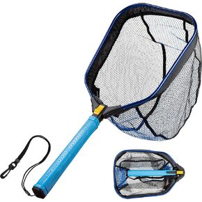 Foldable Floating Kayak Fly Fishing Landing Net for Trout, Catfish, Bass, Catch and Release Fish Net with EVA Foam Handle, Fish-Friendly Mesh for a Safe Release