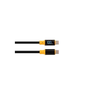 Sleek 6ft Black & Yellow 100w USB C Cable with Display | USB C Power Cable for Most Devices | USB C to USB C Power Cable with Real Time Wattage Display | TPE Smooth Design