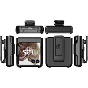 ZASE Belt Clip Phone Case Compatible with Motorola Moto RAZR (2024) Holster Tough Super Slim Rugged Protective Hard Shell Cover Armor Defender Strong Clip Kickstand (Black Holster Combo Case)