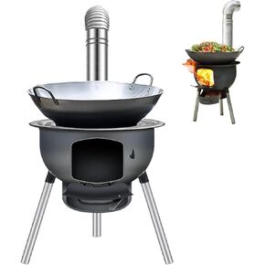 Wood Burning Stove for Outdoor Cooking, Heavy-Duty Rocket Stove, Windproof Wood Camping Stove for Cooking,Hiking,Backpacking, Multi-Functional Portable Detachable Firewood Stove