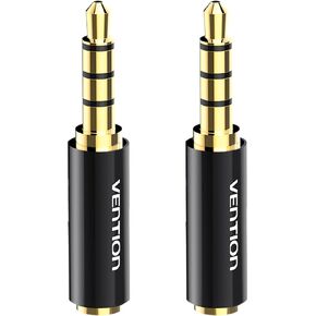 VENTION 2 Pack 2.5mm Male to 3.5mm Female Adapter, 3.5mm Female to 2.5mm Male Audio Adapter Converter Premium Quality Headphone Earphone Headset 2.5mm to 3.5mm 3 Ring Jack Stereo or Mono (Black)