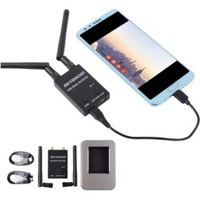 Skydroid 5.8Ghz 150CH Dual Antenna True Diversity UVC OTG Smartphone FPV Receiver for Android Tablet PC VR Headset FPV System RC Drone (Black)
