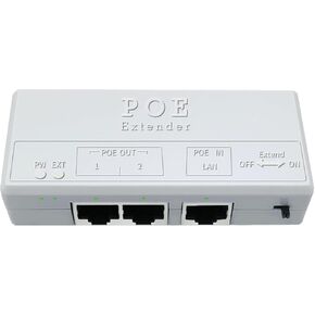 Poe Extender, 1 in 2 Out PoE+ Repeater, 10/100Mbps, Extends 250m, 60W Comply with IEEE802.3af/at for PoE Switch/Injector and Security POE Camera Over Cat5/6 Cable