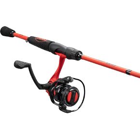 Lew's MACH Smash Spinning Reel and Fishing Rod Combo, Premium IM6 Graphite Blank Fishing Rod, Right or Left-Hand Retrieve, Split-Grip Winn Dri-Tac Handle and EVA Base, Black/Neon Red