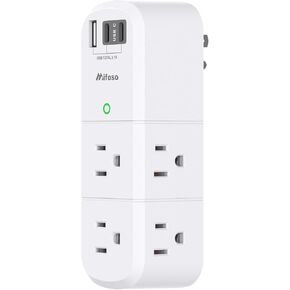 Outlet Extender with Rotating Plug, 6 AC Outlets with USB Charging Ports, Multi Plug Wall Outlet USB C Charger Hub, Non Surge Protector Non Extension Cord Cruise Ship Essentials Travel