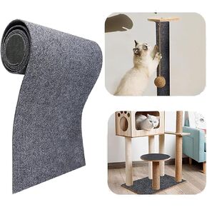 Cat Scratch Furniture Couch Protector, 78.7"x15.8" Cat Wall Scratcher, Self-Adhesive Cat Scratching Carpet Mat for Cat Tree, Cat Wall Shelves, Cat Scratching Post, Grey