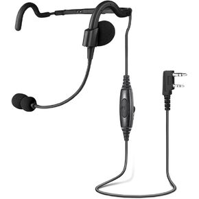 Two Way Radio Headset with Mic, Lightweight Tactical Headphones, Behind The Head Walkie Talkie Headset for Kenwood TK208, Compatible with Baofeng UV-5R Walkie Talkie
