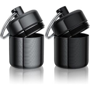 Small Pill Case, (3 Pack) Keychain Pill Holder with Strong Carabiners Portable Waterproof Travel Pill Container Metal Pill Case Bottle with Keyring for Outdoor Camping Travel