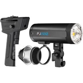 Westcott FJ200 200Ws Strobe Light for Professional Studio Photography - High-Power Flash with Adjustable Output and Wireless Control Bundle with Handheld Flash Mount (2 Items)