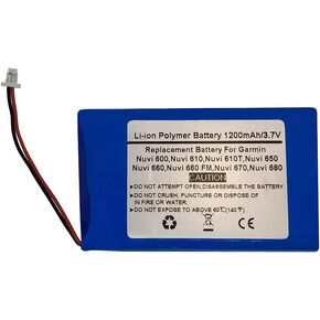 3.7V/1200mAh Replace GPS Navigator Battery for Garmi n Nuvi 600, Nuvi 610, Nuvi 610T, Nuvi 650, Nuvi 660, Nuvi 660 FM, Nuvi 670, Nuvi 680，CS-IQN600SL, 361-00019-02, D25292-0000
