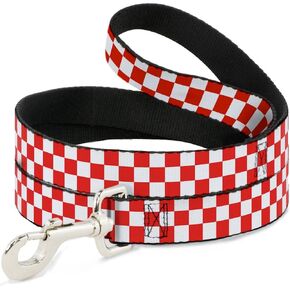 Buckle-Down Pet Leash - Checker Red/White - 4 Feet Long - 1" Wide