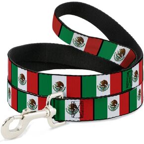 Buckle-Down Pet Leash - Mexico Flags - 4 Feet Long - 1" Wide