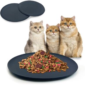 طبق طعام للقطط من السيليكون مكون من 3 قطع من Fhiny، وعاء قطط مسطح غير قابل للانزلاق مقاس 9.8 بوصة، حصيرة طعام واسعة ضحلة للقطط الصغيرة، طبق تغذية للقطط الجافة/الرطبة (أسود) in Kuwait