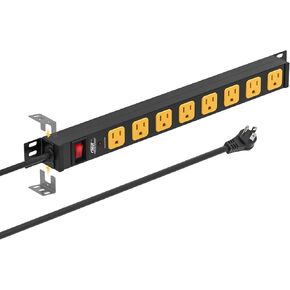 Mountable Long Power Strip, 2100 Joules Heavy Duty Surge Protector Power Strip, Slim Metal Power Bar with 6ft 14AWG Cord, 8-Outlet, ETL Listed, for Wall Mount, Under Desk, Garage, Workshop, and Office