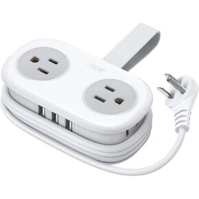 ORICO 4FT Purple Travel Power Strip with 4 AC Outlets, 2 USB-A Ports, and 1 USB-C Port, 45° Flat Plug Extension Cord with Non Surge Protector for Travel/Home/Dorm/Office