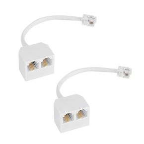 OLIREXD Two Way Telephone Splitters, White RJ11 Male to Dual Female 6P4C Splitter Connector Telephone Adapter Plug Cord Cable Male to 2 Female Converter Separator Cord for Landline