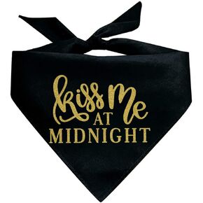Kiss Me at Midnight Happy New Years Party 2025 Dog Bandana (Black OS, 357)