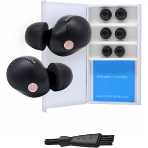 Comply Foam New TrueGrip Premium Memory Foam Ear Tips for All Sony TrueWireless Earbuds, Large, Black 3-Pairs - Small Stocking Stuffers, Noise Isolation with Cleaning Tool