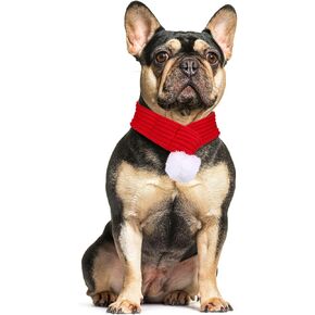 Naler Christmas Pet Santa Scarf Dog Scarf Winter Knitted Scarf Dog Cat Winter Neck Warmer for Christmas Party Favor Supplies(Large)