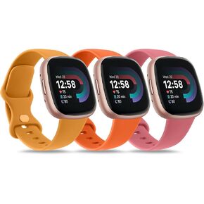 3 PACK Sport Band Compatible with Fitbit Sense 2 / Sense Bands/Fitbit Versa 4 / Versa 3 Bands Women Men, Classic Soft Straps for Fitbit Sense 2 / Sense/Versa 4 / Versa 3 Smart Watch