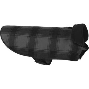 Stormy Kromer Fleece Dog Jacket, Black/Gray Plaid, Medium