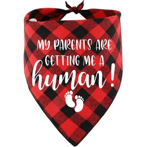 My Parents are Getting Me A Human Red Plaid Dog Scarf Bandana Dog Pregnancy Announcement Design, Funny Pet Scarf for Friend to Share The News, Perfect for Pet Dog Lovers and Owners