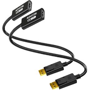 4K@60Hz DisplayPort (DP) to HDMI Adapter 2 Pack, Uni-Directional DP to HDMI(Male to Female), Duplicate Extend Screen for Desktop, Laptop, PC, Projector, HDTV, Monitor