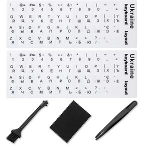 Ukrainian Keyboard Stickers[5 in 1],Ukraine Keyboard Sticker with Black Letter/White Background,Matte Vinyl Russian Belarus Keyboard Sticker for Computer Laptop Notebook Desktop