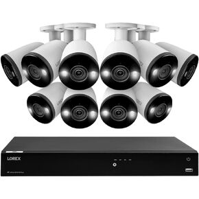 Lorex Fusion 4K (16 Camera Capable) 4TB Wired NVR System with Bullet Cameras Featuring Smart Deterrence and Two-Way Talk