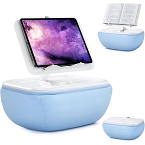elitehood Tablet Pillow Stand, Foldable iPad Stand for Lap, Adjustable Tablet Bed Holder for Reading, iPad Pillow Pad for 4.7"-15.6" Tablets, iPad Pro 11, 13, Air, Kindle, Galaxy Tab, Books, Blue