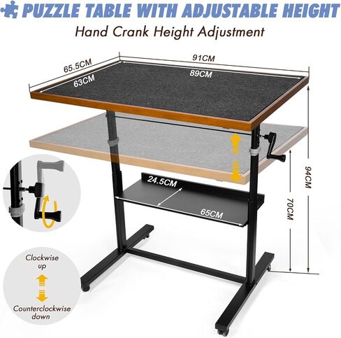Jigsaw Puzzle Board with 6 Sorting Trays, Foldable Puzzle Mat with Auxiliary Lines for Puzzle Storage Saver, 46" x 31" Portable Puzzle Felt Board with Storage Bag, for Up to 2000 Pieces in Saudi Arabia