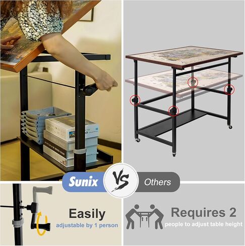 Jigsaw Puzzle Board with 6 Sorting Trays, Foldable Puzzle Mat with Auxiliary Lines for Puzzle Storage Saver, 46" x 31" Portable Puzzle Felt Board with Storage Bag, for Up to 2000 Pieces in Saudi Arabia