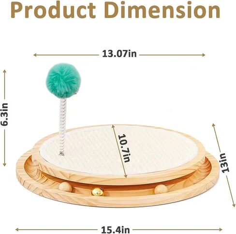 kathson Cat Toy Roller Scratcher Pad,Cat Scratcher Turntable with 3 Removable Balls, Interactive Track Ball Toys for Kitten Chasing Hunting Fun Mental Physical Exercise Puzzle in Saudi Arabia