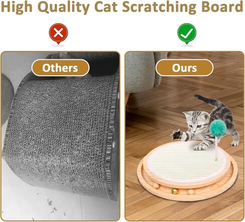kathson Cat Toy Roller Scratcher Pad,Cat Scratcher Turntable with 3 Removable Balls, Interactive Track Ball Toys for Kitten Chasing Hunting Fun Mental Physical Exercise Puzzle in Saudi Arabia