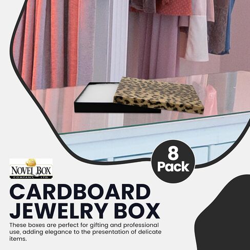 Novel Box® Made in USA Jewelry Gift Box in Chocolate Kraft with Removable Cotton Pad7X5X1.25 (Pack of 8) + Custom NB Pouch in Kuwait