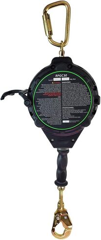 Frontline RPGC50 Cable Single Leg 50ft SRL with Steel Snap Hook End with Carry on Handle and Tagline |OSHA & ANSI Compliant SRL |Galvanized Steel Retractable Lifeline/Safety Yoyo Black in Saudi Arabia