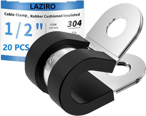 LAZIRO 20 حزمة من مشابك الكابلات مقاس 1-1/2 بوصة مع تعزيز مثبت محدث، مشبك معزول مبطن بالمطاط من الفولاذ المقاوم للصدأ 304، مشابك حلقية، مشابك أنابيب، مشابك أسلاك معدنية للأسلاك والأنابيب والخراطيم in Saudi Arabia