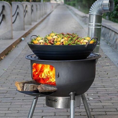 Wood Burning Stove for Outdoor Cooking, Heavy-Duty Rocket Stove, Windproof Wood Camping Stove for Cooking,Hiking,Backpacking, Multi-Functional Portable Detachable Firewood Stove in Kuwait