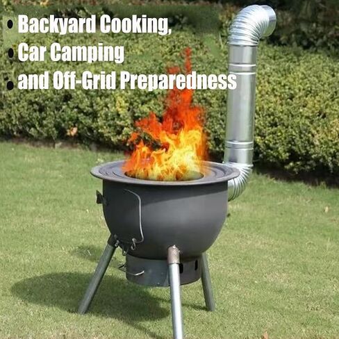 Wood Burning Stove for Outdoor Cooking, Heavy-Duty Rocket Stove, Windproof Wood Camping Stove for Cooking,Hiking,Backpacking, Multi-Functional Portable Detachable Firewood Stove in Kuwait