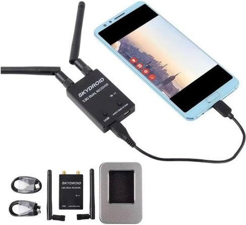Skydroid 5.8 جيجا هرتز 150CH هوائي مزدوج التنوع الحقيقي UVC OTG الهاتف الذكي FPV استقبال لأجهزة Android اللوحية PC VR سماعة FPV نظام RC بدون طيار (أسود) in Saudi Arabia