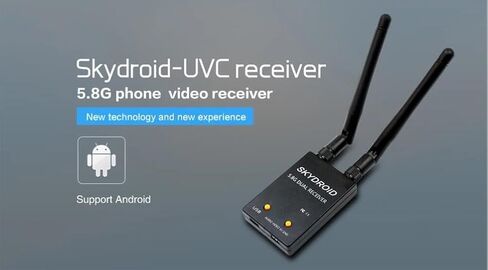 Skydroid 5.8 جيجا هرتز 150CH هوائي مزدوج التنوع الحقيقي UVC OTG الهاتف الذكي FPV استقبال لأجهزة Android اللوحية PC VR سماعة FPV نظام RC بدون طيار (أسود) in Saudi Arabia
